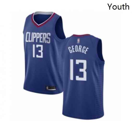 Youth Los Angeles Clippers 13 Paul George Swingman Blue Basketball Jersey Icon Edition